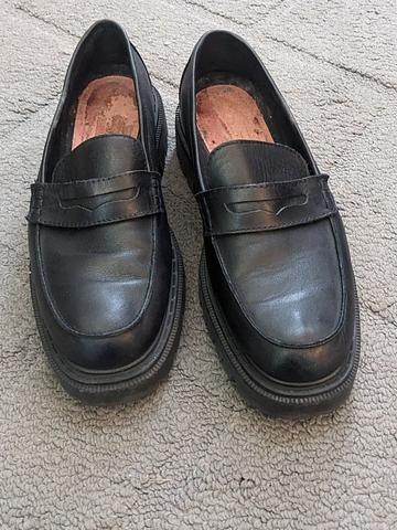 black platform penny loafers