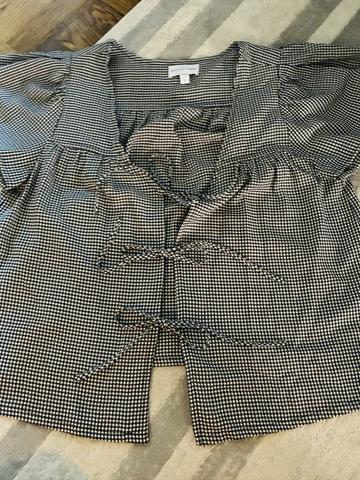 Whimsy & Row gingham tie blouse