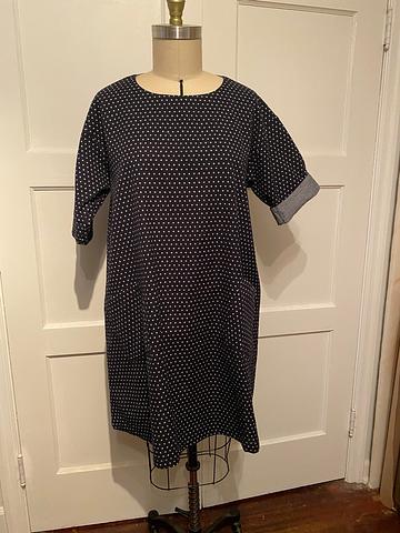 Navy and White Polka Dot Kiriko Dress