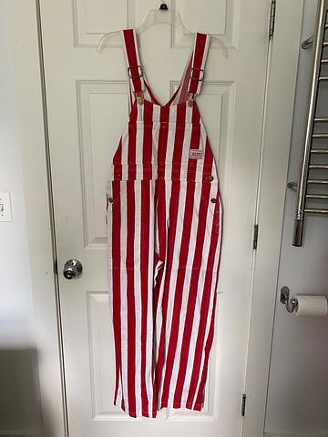 stripe overalls