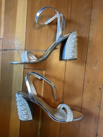 Pearl and silver heels