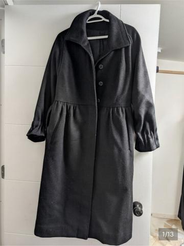 Vintage Jacob Crowley Black Wool Babydoll Swing Coat Made in Canada
