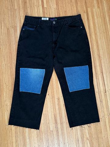 Vintage black jeans upcycled patched xxl 46”