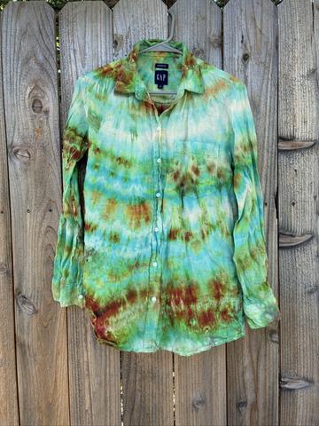 Fire sphene ice dyed linen shirt