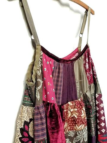 Burgandy Patchwork Dress
