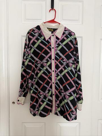 Silk bow print blouse