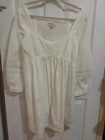 Eyelet gathered-waist dress