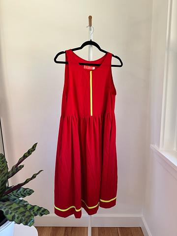 Red Party Dress with Neon Ribbon