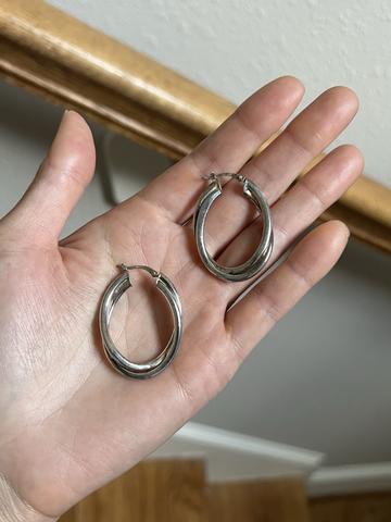 Silver twist hoop earrings