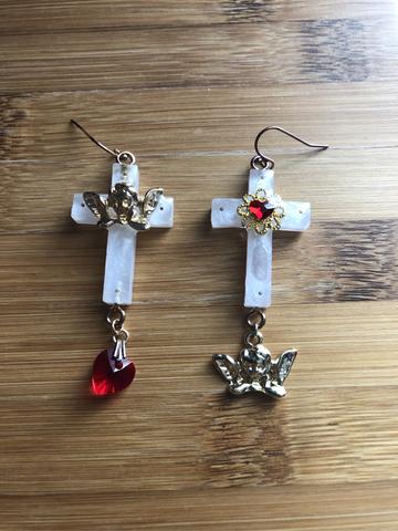 Baby Angel Cross Earrings