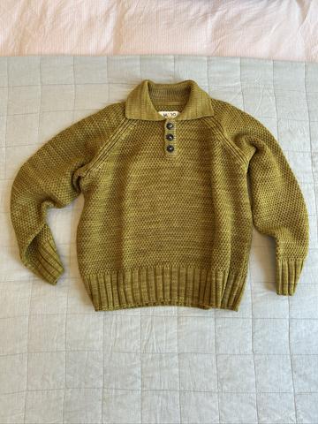 Evan Seed Stitched Pullover in Ecru Olive