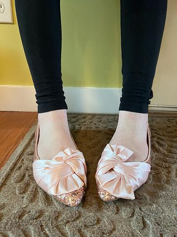 rose gold sequin flats