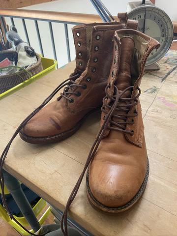 Tan leather boots