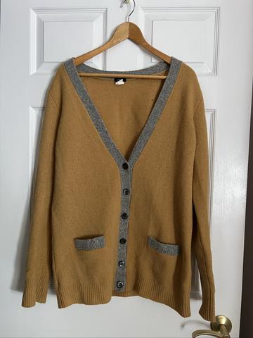 J. Crew yellow and gray button down cardigan