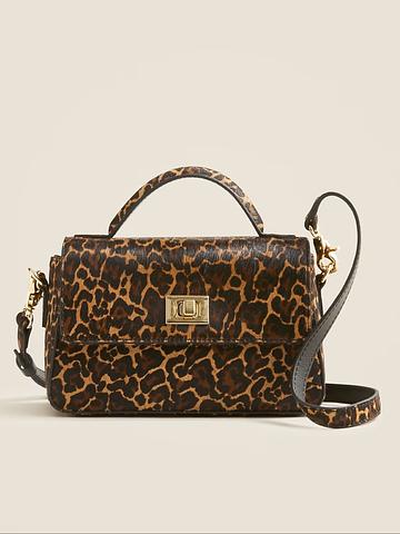Small Edie top-handle in leopard-print calf hair
