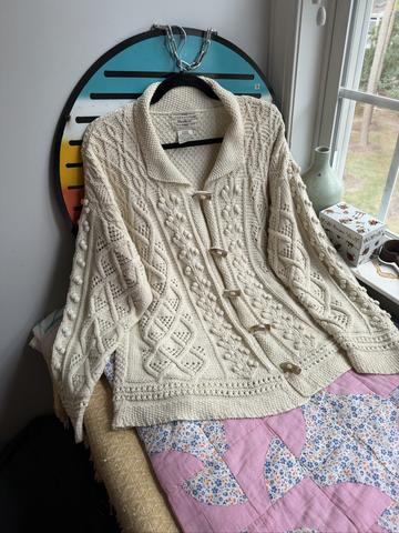 Yarnworks Handknits Chunky Aran Sweater with Cables & Bobbles