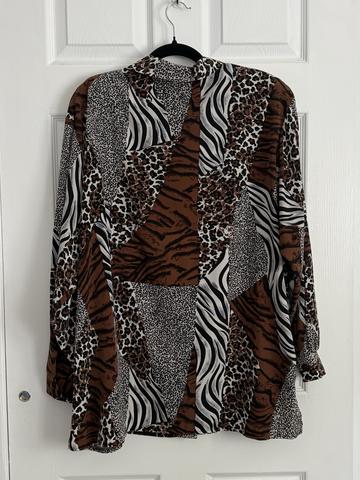 Mixed animal print blouse