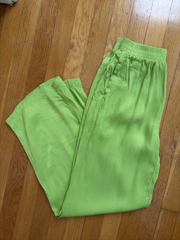 Lime Green Flowy Wide Leg Pants