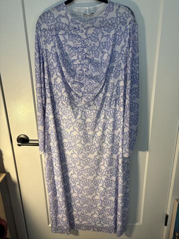 Wray blue lace printed mesh midi dress