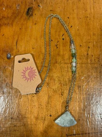 Green glass and stone necklace