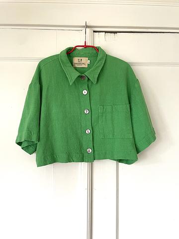Embroidered Cropped Button Up