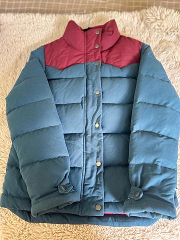 Blue and Burgundy Down Puffer Jacket