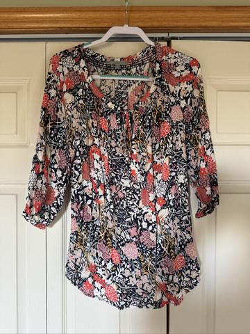 Three quarter sleeve floral blouse