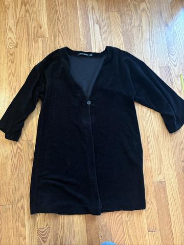 Velour long cardigan