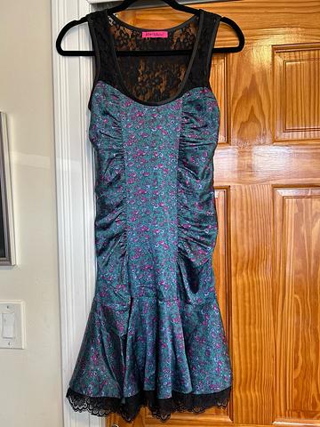 Ruched silk floral dress