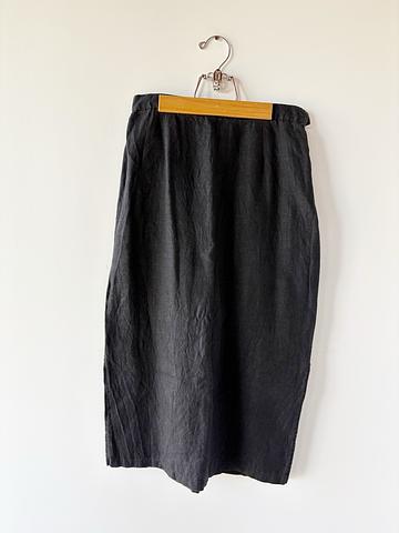Black Linen Straight Skirt