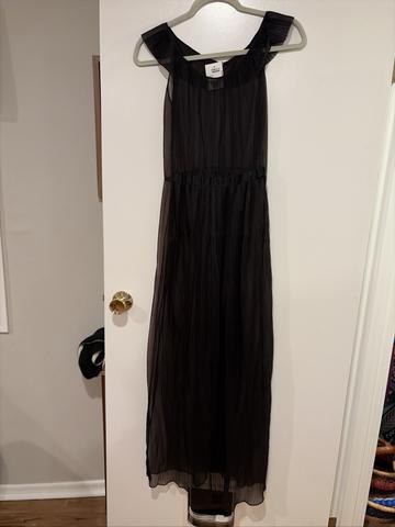 Black pleated sheer nightgown
