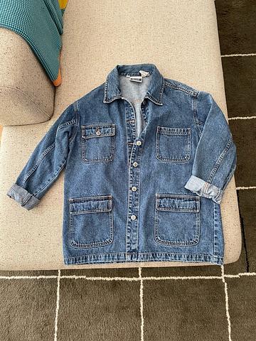 medium wash denim jacket or chore coat