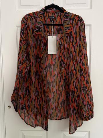 Multicolor sheer button-up