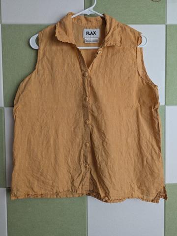 sleeveless linen button-down