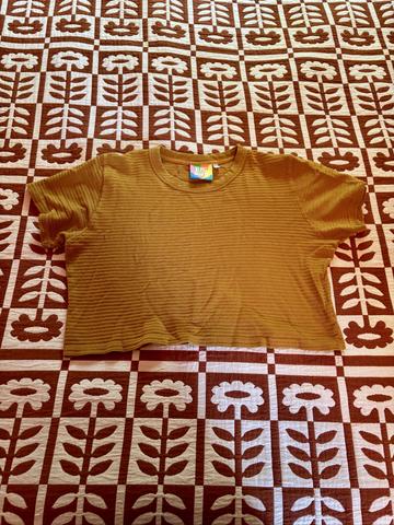 Cropped Waffle Tee Mustard