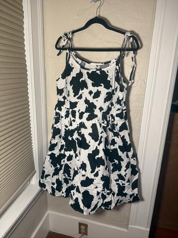 Breakfast slip dress, cow print