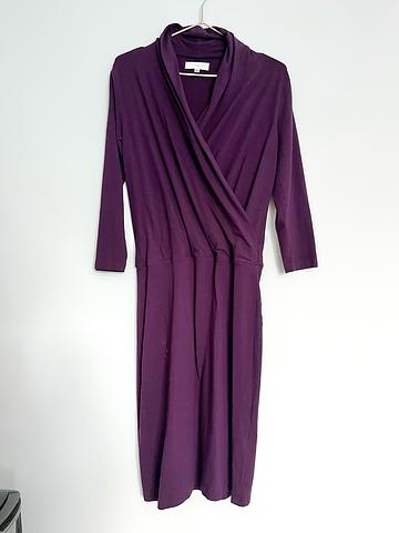 Synergy Organic Clothing plum purple faux wrap fitted dress - Small
