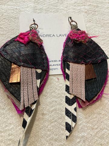 Italian Leather Leaf Earrings