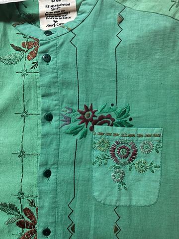 Embroidered “reincarnation” shirt