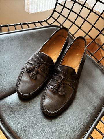 Black leather loafers