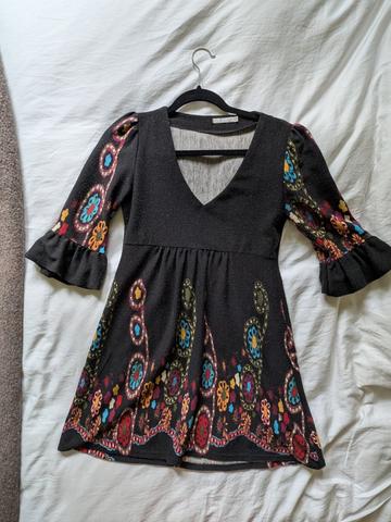 Boho mini with ruffle 3/4 sleeves