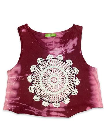 Tie dye Tank top with crochette applique