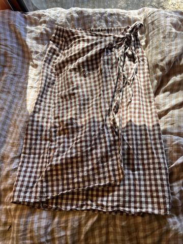 gingham wrap skirt