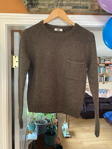 100% wool in side out sweater