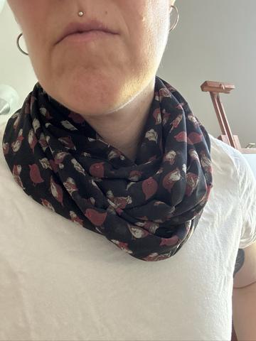 Sheer bird print infinity scarf