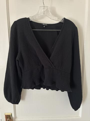 Half Wrap Balloon Sleeve Top