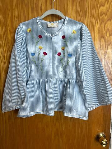 Seersucker Peplum Top,  BF friendly