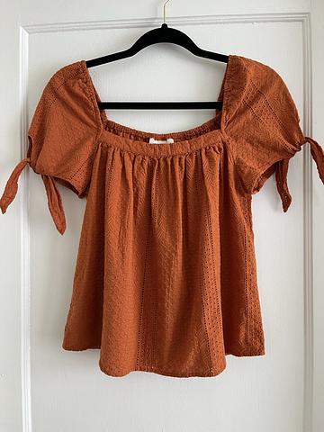 Pumpkin Spice Eyelet Cotton Top