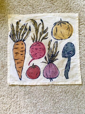Painted tea towel