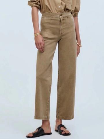 Emmett Wide-Leg Cropped Khakis